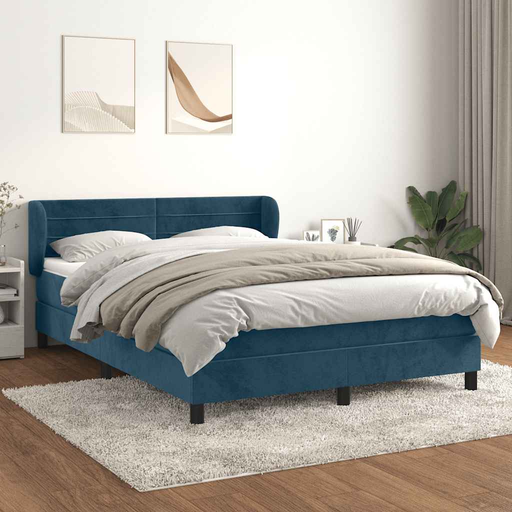 Boxspring met matras fluweel donkerblauw 140x190 cm is nu te koop bij PeponiXL, paradijselijk wonen!