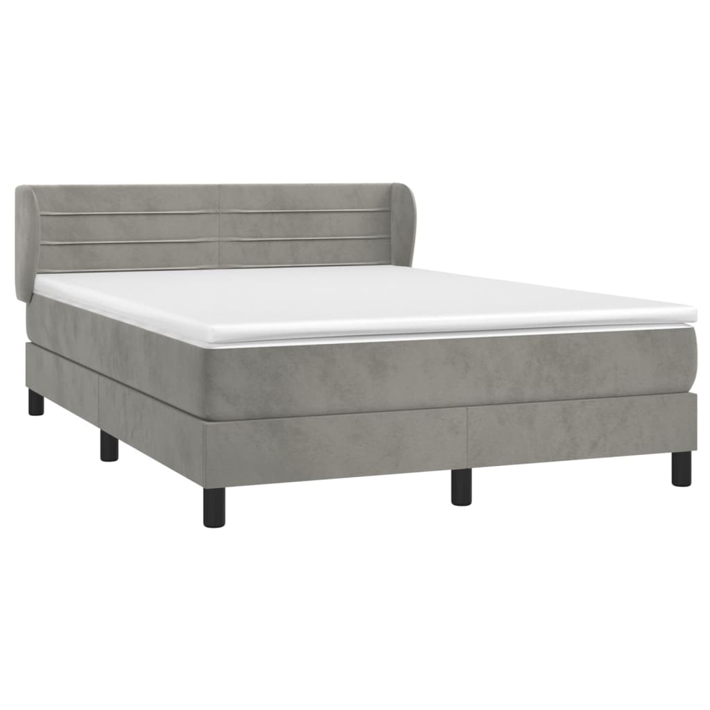 Boxspring met matras fluweel lichtgrijs 140x200 cm is nu te koop bij PeponiXL, paradijselijk wonen!
