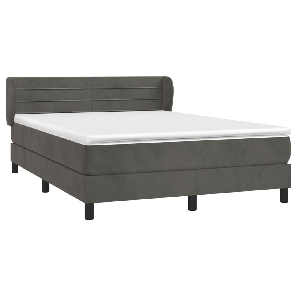 Boxspring met matras fluweel donkergrijs 140x200 cm is nu te koop bij PeponiXL, paradijselijk wonen!