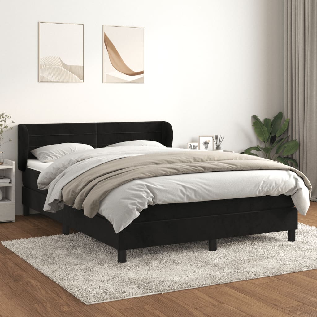 Boxspring met matras fluweel zwart 140x200 cm is nu te koop bij PeponiXL, paradijselijk wonen!