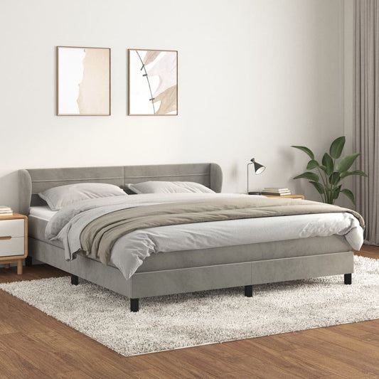 Boxspring met matras fluweel lichtgrijs 180x200 cm is nu te koop bij PeponiXL, paradijselijk wonen!