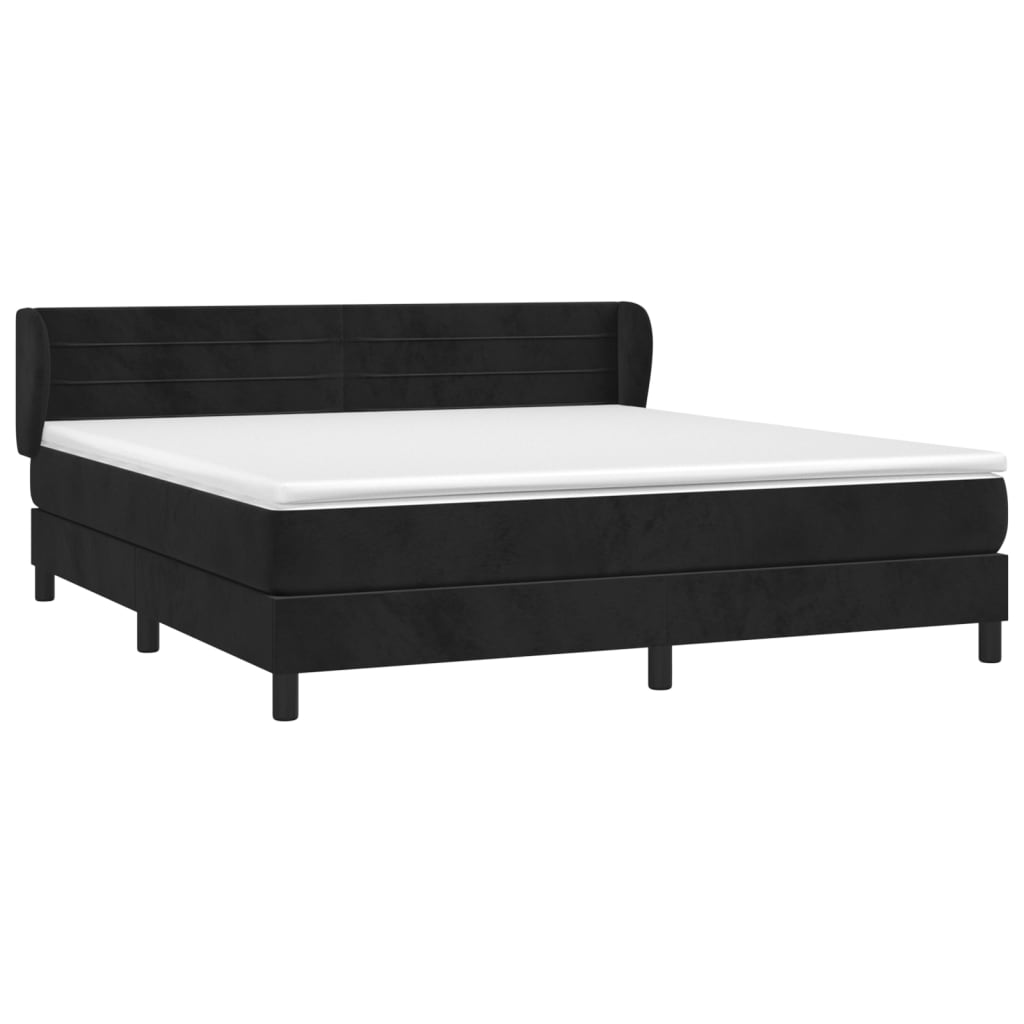 Boxspring met matras fluweel zwart 180x200 cm is nu te koop bij PeponiXL, paradijselijk wonen!
