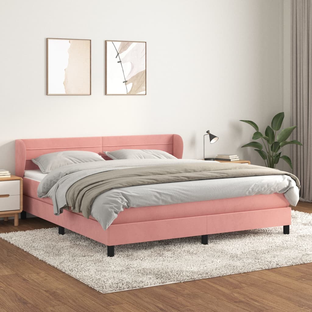 Boxspring met matras fluweel roze 180x200 cm is nu te koop bij PeponiXL, paradijselijk wonen!