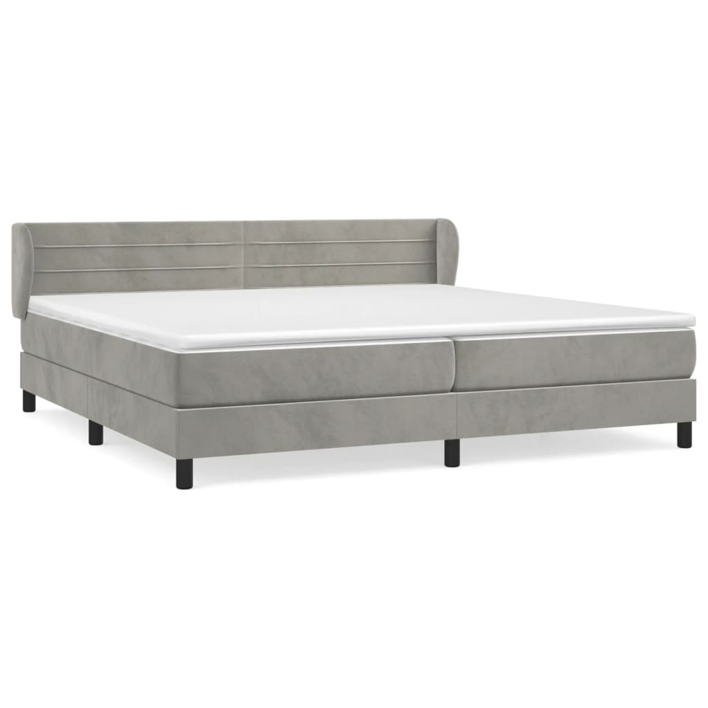 Boxspring met matras fluweel lichtgrijs 200x200 cm is nu te koop bij PeponiXL, paradijselijk wonen!