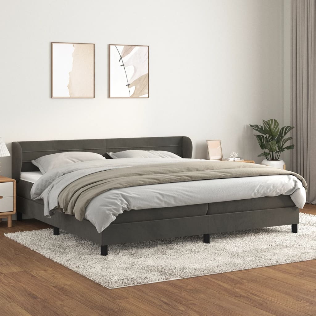 Boxspring met matras fluweel donkergrijs 200x200 cm is nu te koop bij PeponiXL, paradijselijk wonen!