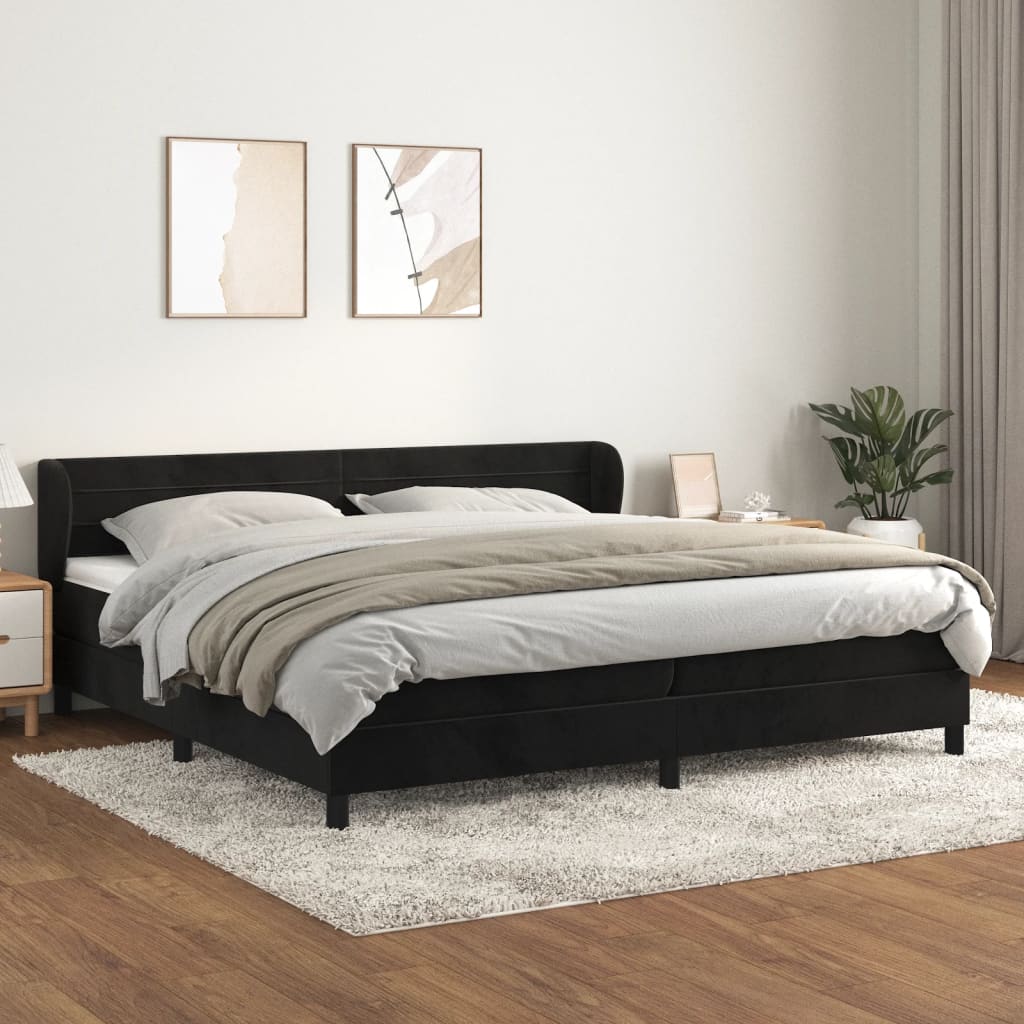 Boxspring met matras fluweel zwart 200x200 cm is nu te koop bij PeponiXL, paradijselijk wonen!