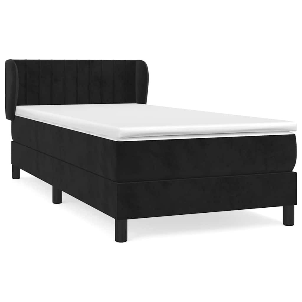 Boxspring met matras fluweel zwart 80x200 cm is nu te koop bij PeponiXL, paradijselijk wonen!