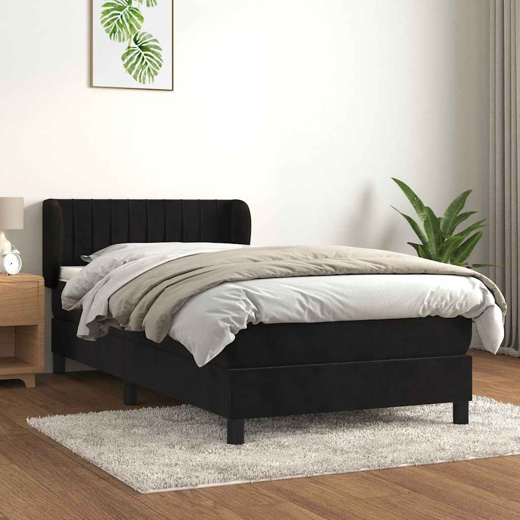 Boxspring met matras fluweel zwart 80x200 cm is nu te koop bij PeponiXL, paradijselijk wonen!