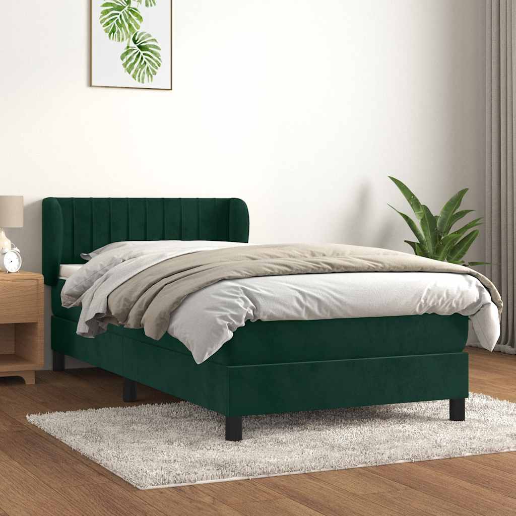 Boxspring met matras fluweel donkergroen 80x200 cm is nu te koop bij PeponiXL, paradijselijk wonen!