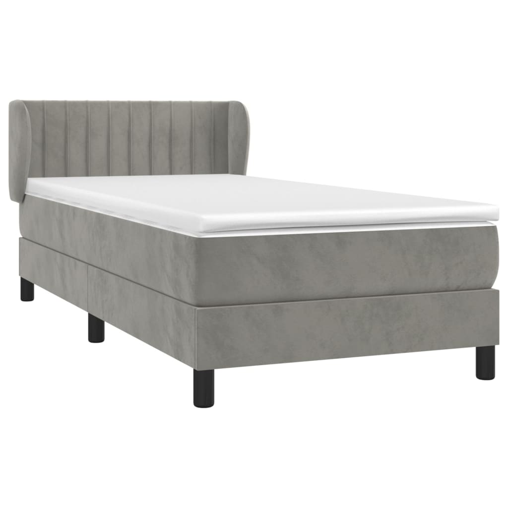 Boxspring met matras fluweel lichtgrijs 90x190 cm is nu te koop bij PeponiXL, paradijselijk wonen!