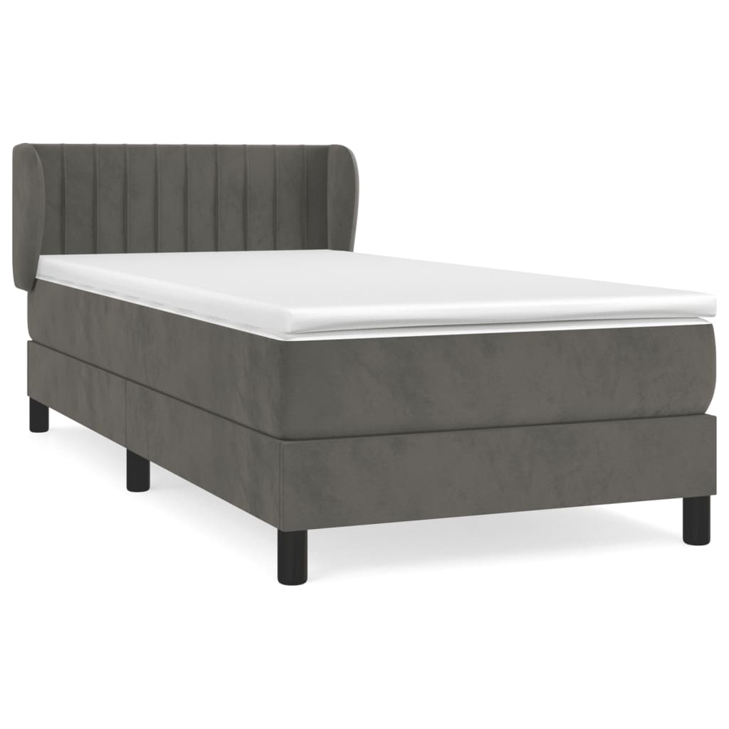 Boxspring met matras fluweel donkergrijs 90x190 cm is nu te koop bij PeponiXL, paradijselijk wonen!