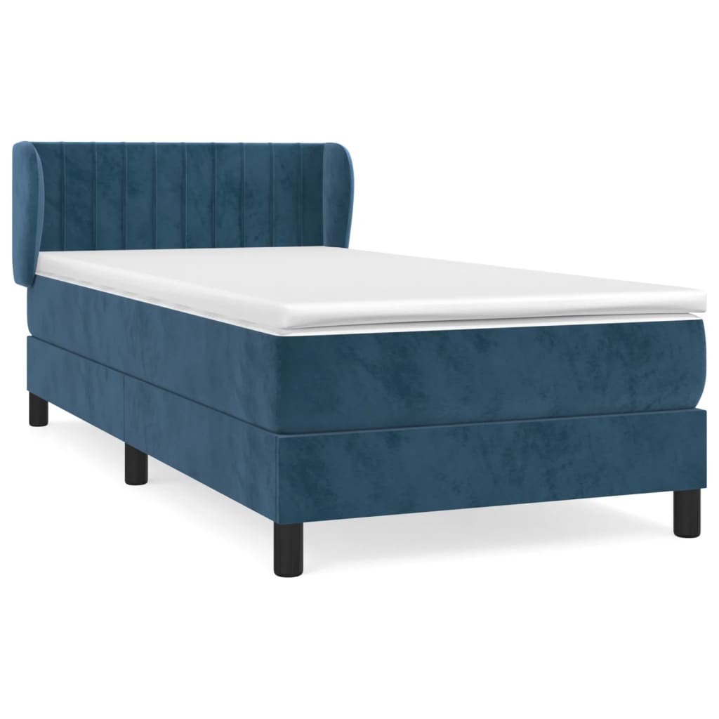 Boxspring met matras fluweel donkerblauw 90x190 cm is nu te koop bij PeponiXL, paradijselijk wonen!