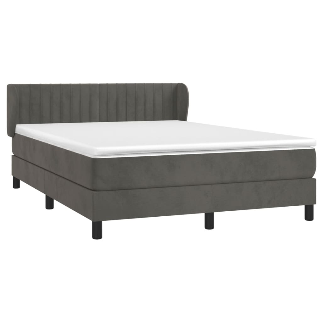 Boxspring met matras fluweel donkergrijs 140x190 cm is nu te koop bij PeponiXL, paradijselijk wonen!
