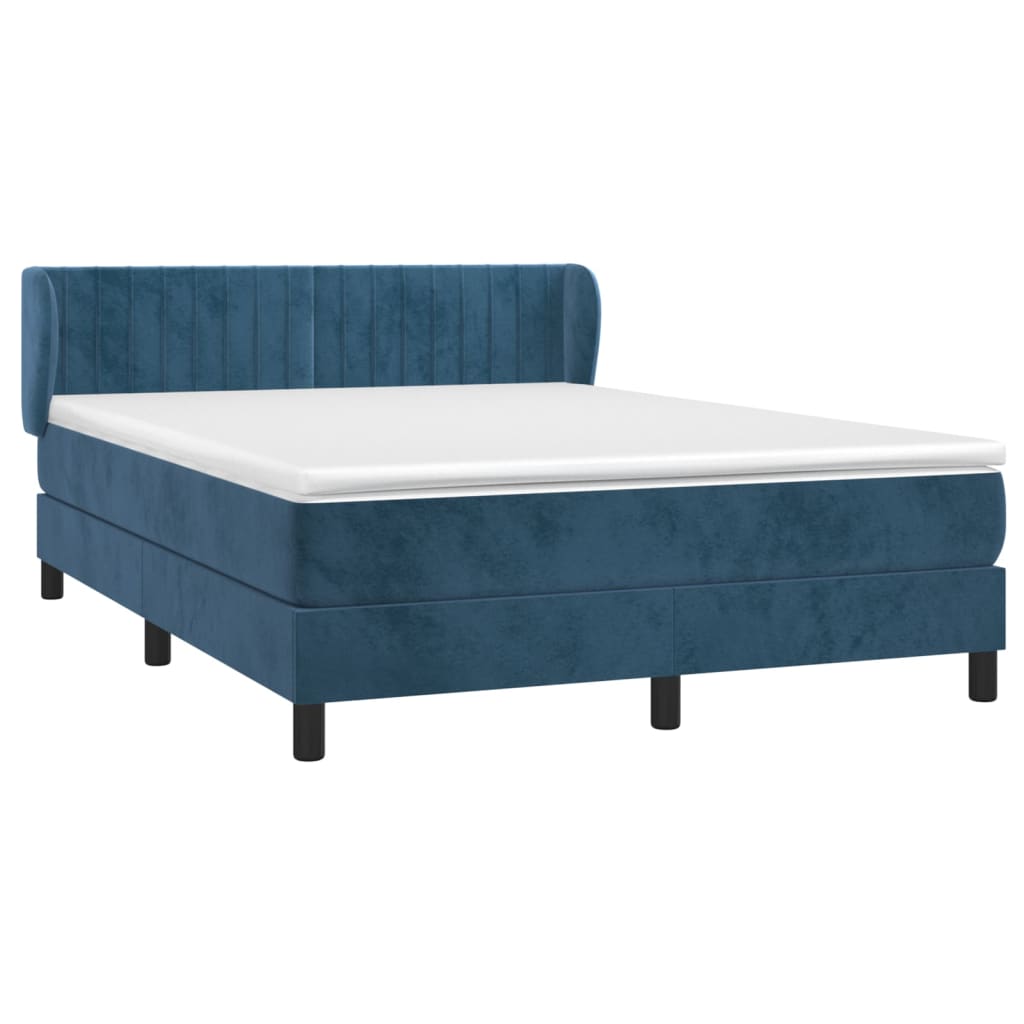 Boxspring met matras fluweel donkerblauw 140x190 cm is nu te koop bij PeponiXL, paradijselijk wonen!