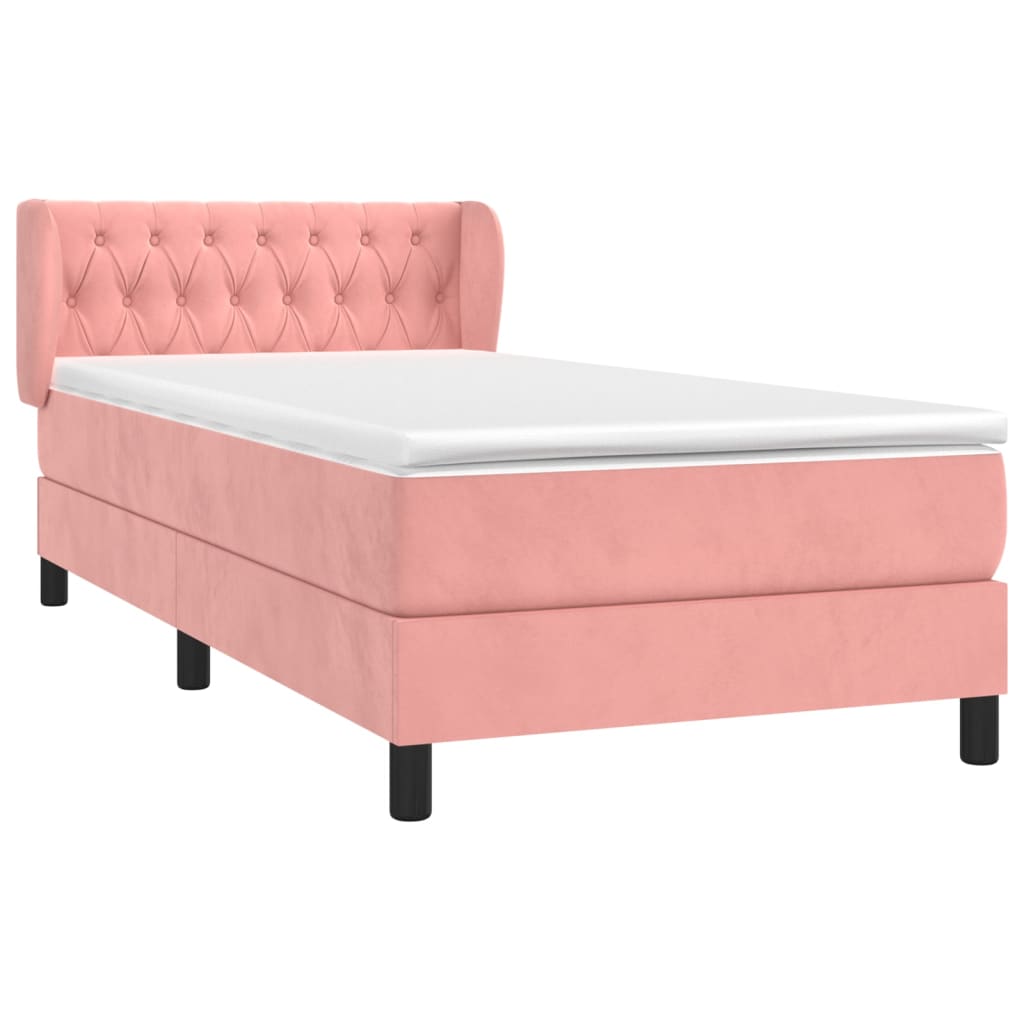 Boxspring met matras fluweel roze 90x200 cm is nu te koop bij PeponiXL, paradijselijk wonen!