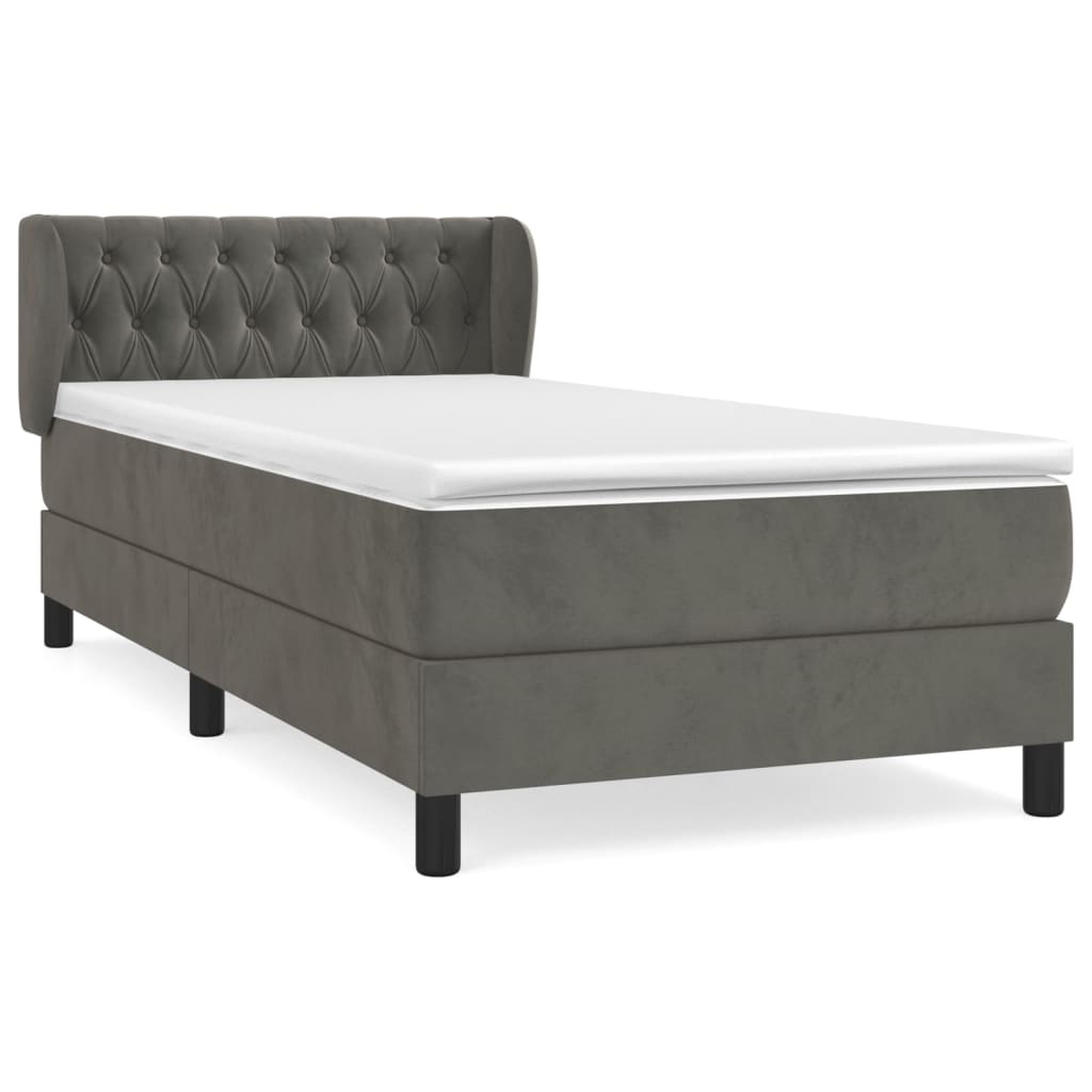Boxspring met matras fluweel donkergrijs 100x200 cm is nu te koop bij PeponiXL, paradijselijk wonen!