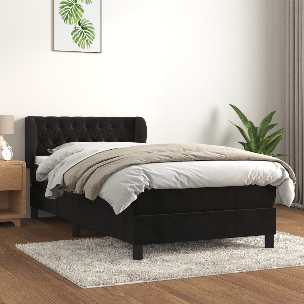 Boxspring met matras fluweel zwart 100x200 cm is nu te koop bij PeponiXL, paradijselijk wonen!