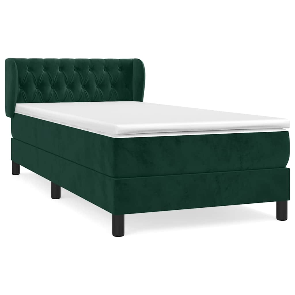Boxspring met matras fluweel donkergroen 100x200 cm is nu te koop bij PeponiXL, paradijselijk wonen!