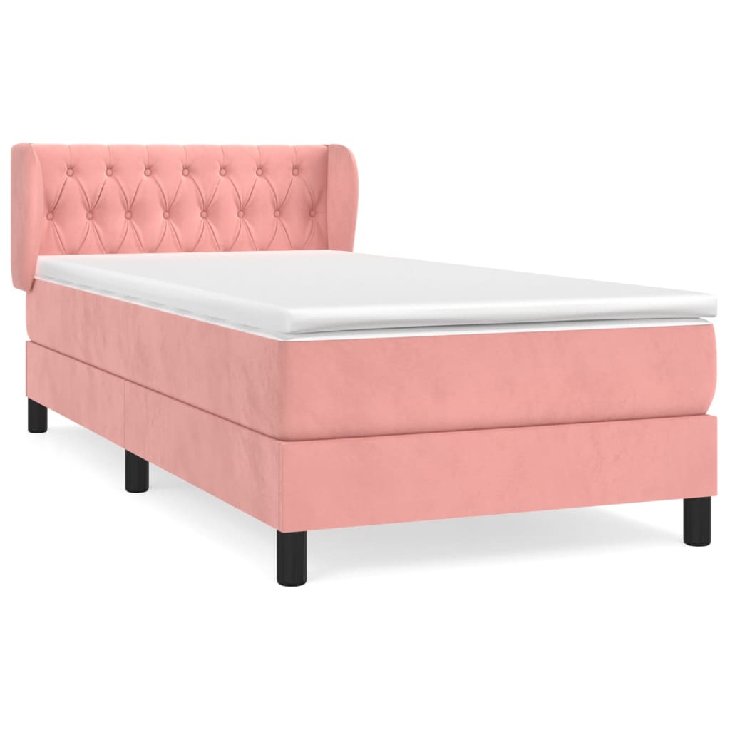 Boxspring met matras fluweel roze 100x200 cm is nu te koop bij PeponiXL, paradijselijk wonen!