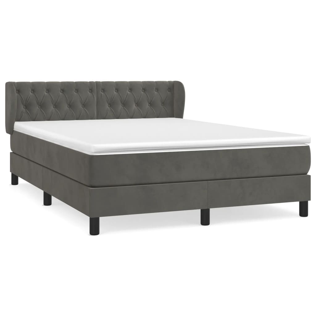 Boxspring met matras fluweel donkergrijs 140x190 cm is nu te koop bij PeponiXL, paradijselijk wonen!