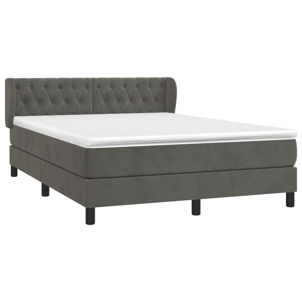 Boxspring met matras fluweel donkergrijs 140x190 cm is nu te koop bij PeponiXL, paradijselijk wonen!