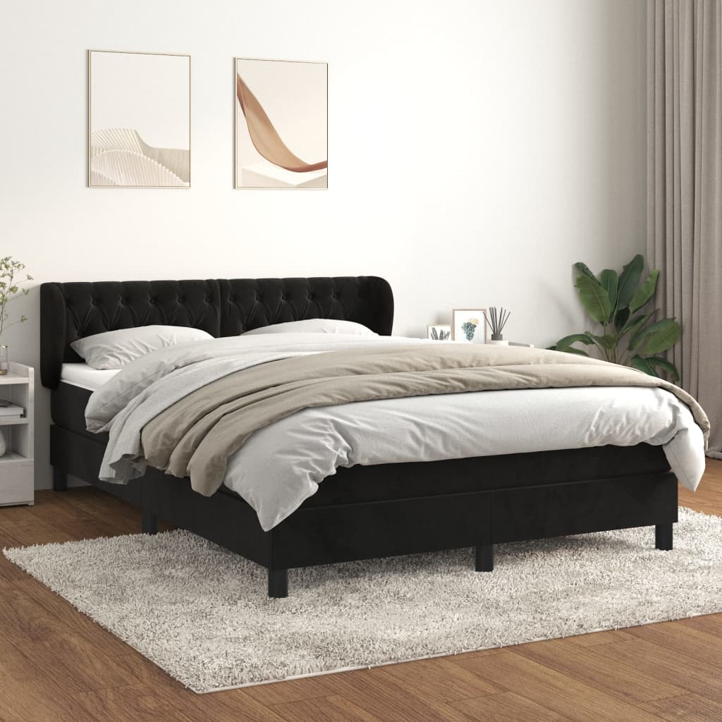 Boxspring met matras fluweel zwart 140x190 cm is nu te koop bij PeponiXL, paradijselijk wonen!