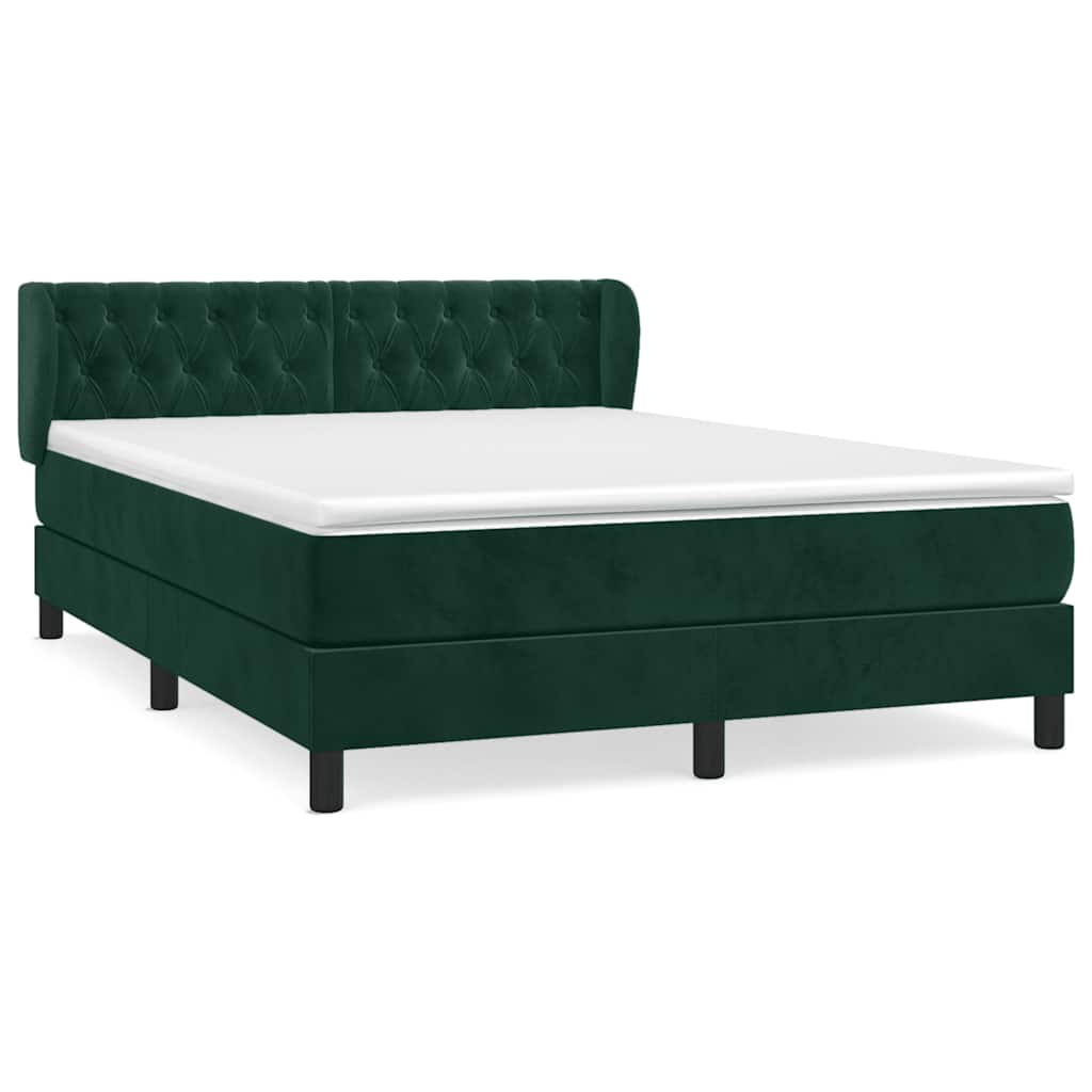 Boxspring met matras fluweel donkergroen 140x190 cm is nu te koop bij PeponiXL, paradijselijk wonen!