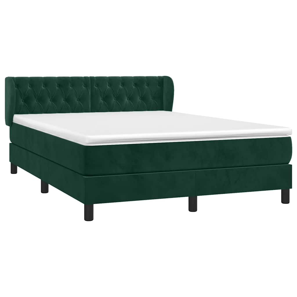 Boxspring met matras fluweel donkergroen 140x190 cm is nu te koop bij PeponiXL, paradijselijk wonen!