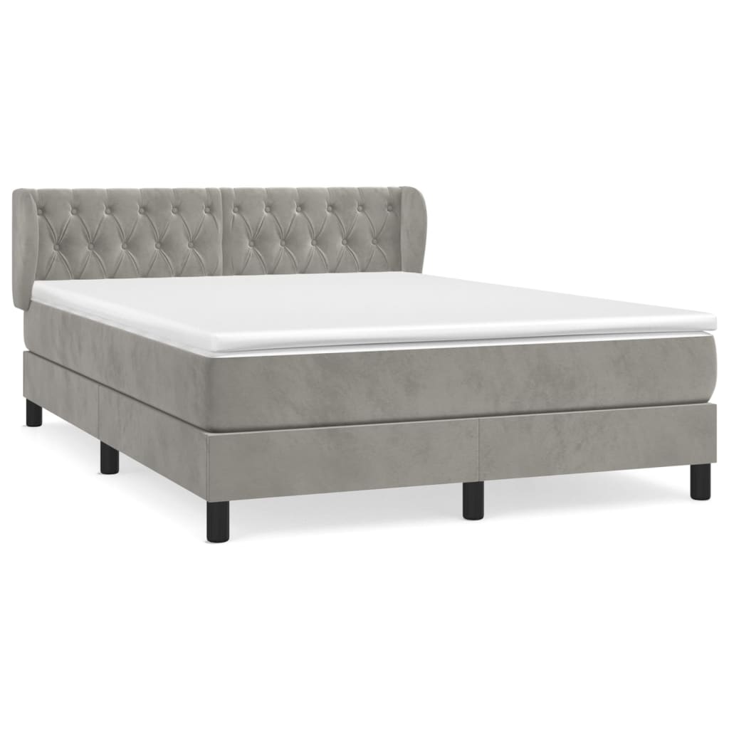 Boxspring met matras fluweel lichtgrijs 140x200 cm is nu te koop bij PeponiXL, paradijselijk wonen!