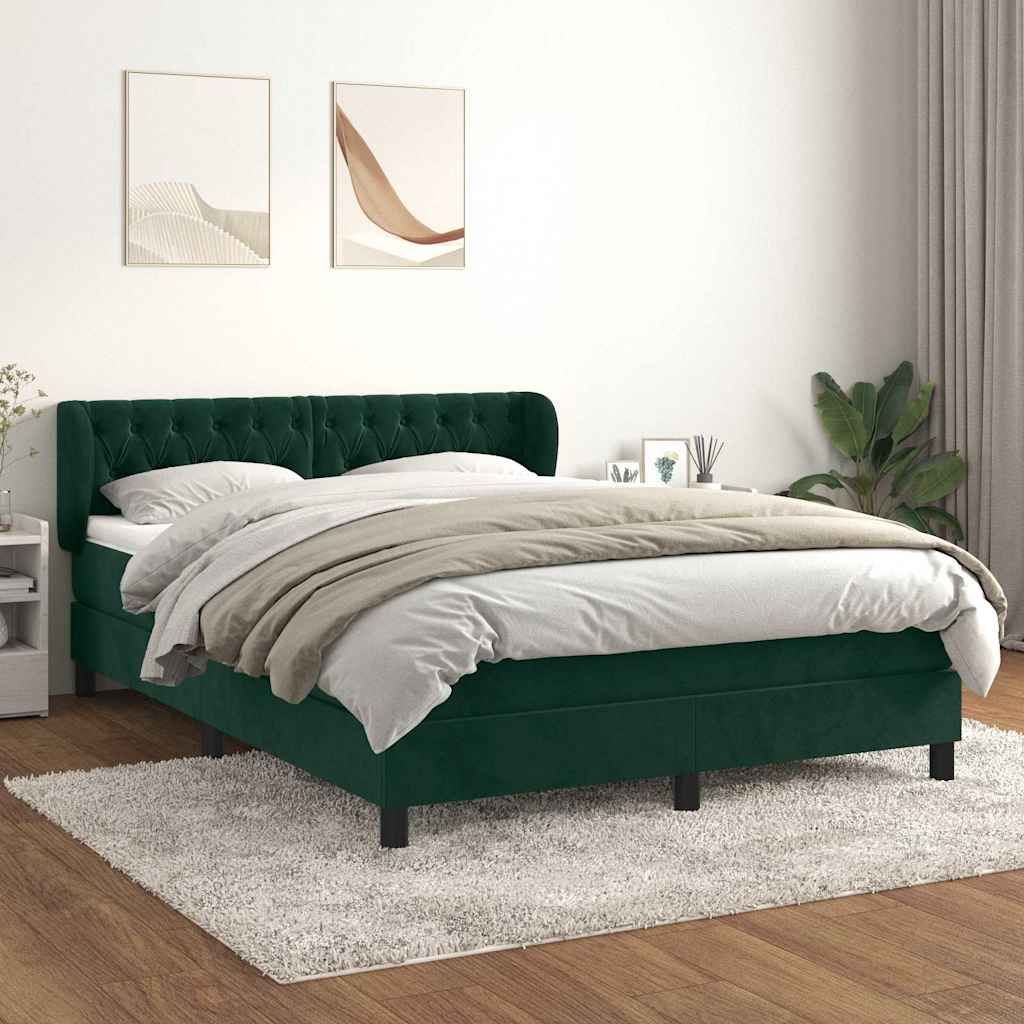 Boxspring met matras fluweel donkergroen 140x200 cm is nu te koop bij PeponiXL, paradijselijk wonen!