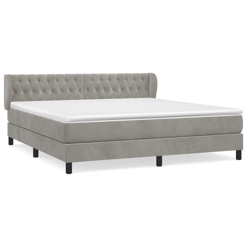 Boxspring met matras fluweel lichtgrijs 160x200 cm is nu te koop bij PeponiXL, paradijselijk wonen!