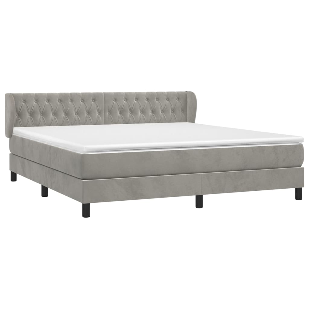 Boxspring met matras fluweel lichtgrijs 160x200 cm is nu te koop bij PeponiXL, paradijselijk wonen!