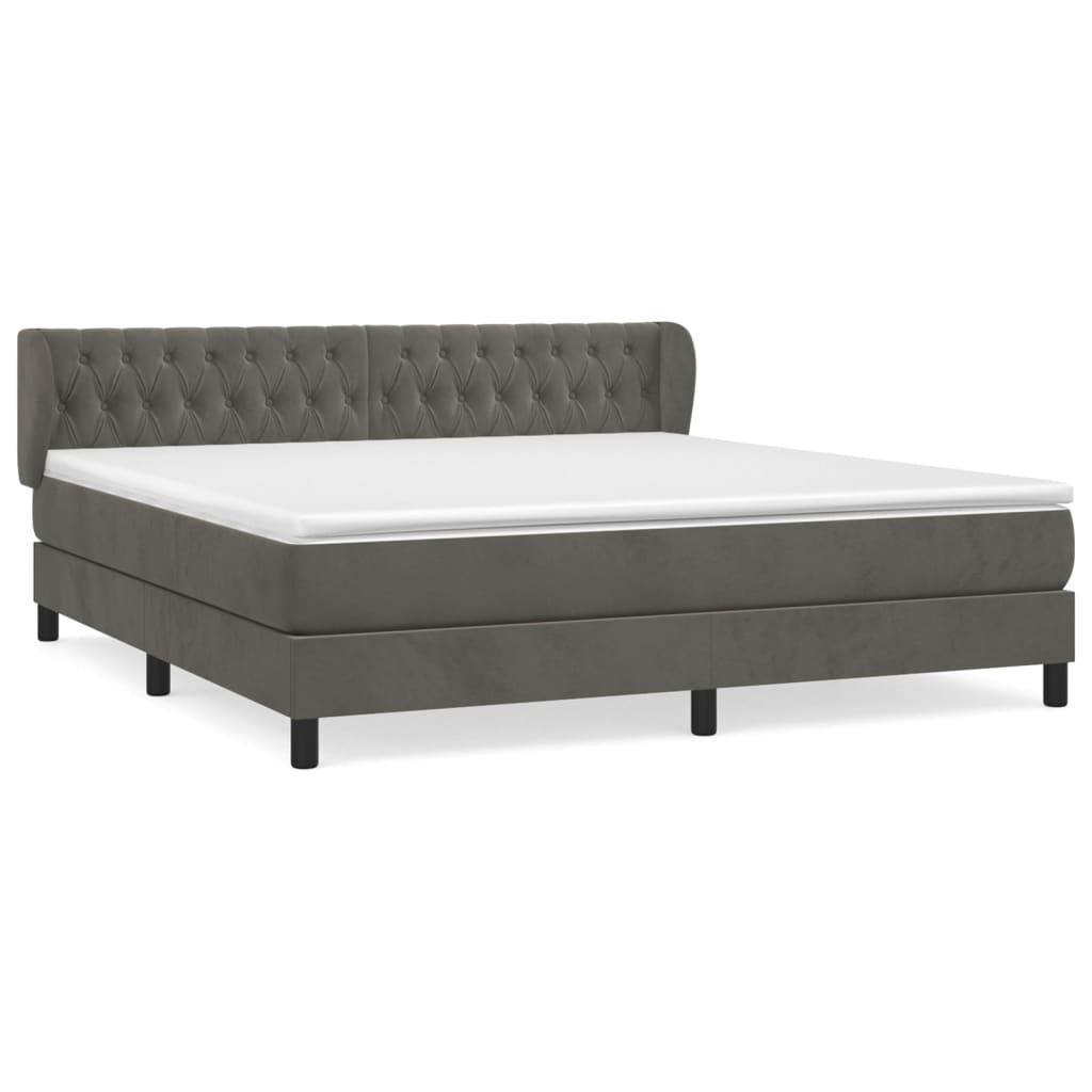Boxspring met matras fluweel donkergrijs 160x200 cm is nu te koop bij PeponiXL, paradijselijk wonen!