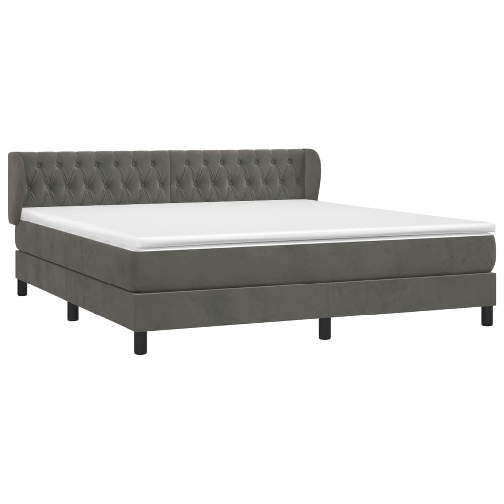 Boxspring met matras fluweel donkergrijs 160x200 cm is nu te koop bij PeponiXL, paradijselijk wonen!