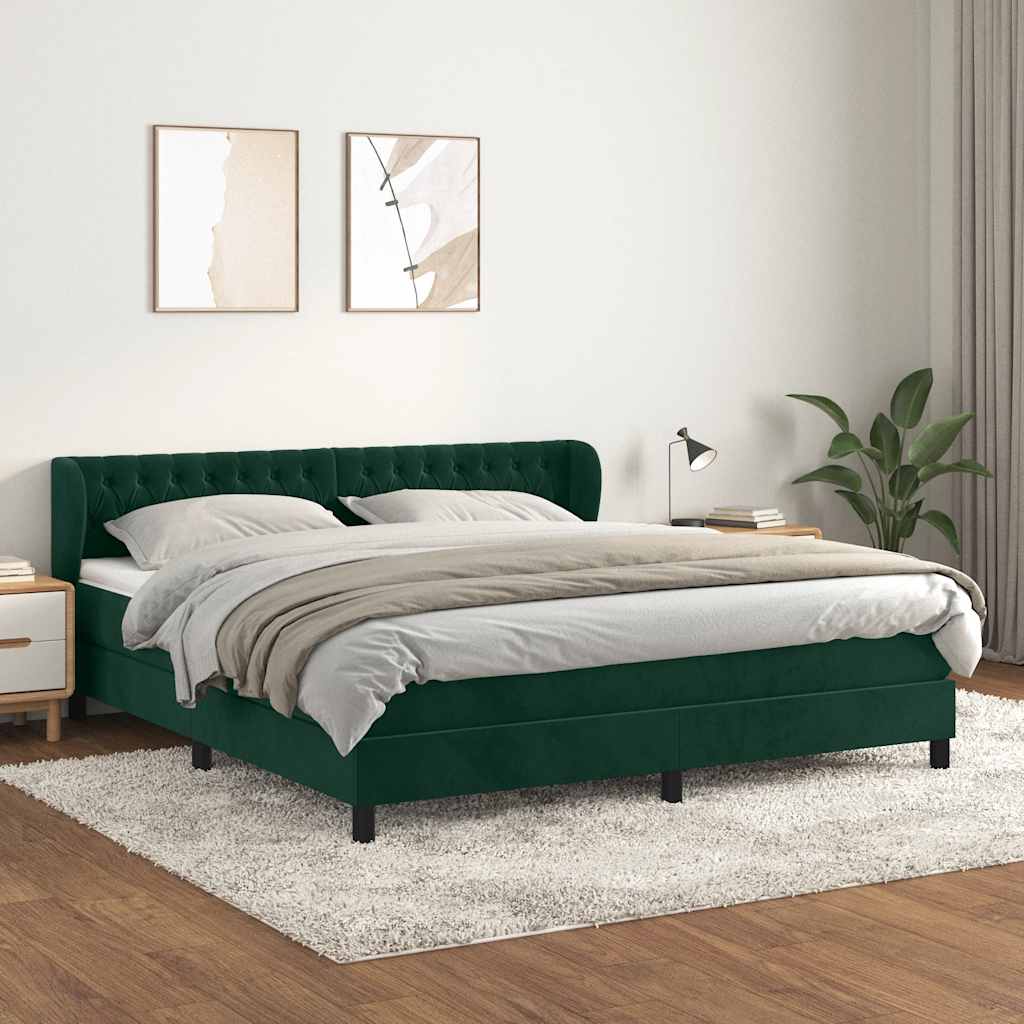 Boxspring met matras fluweel donkergroen 160x200 cm is nu te koop bij PeponiXL, paradijselijk wonen!