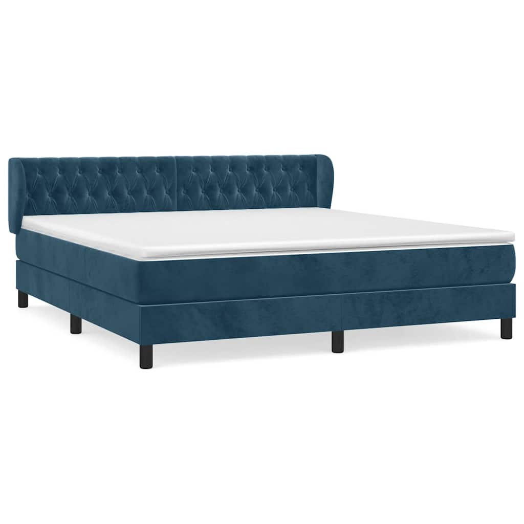 Boxspring met matras fluweel donkerblauw 160x200 cm is nu te koop bij PeponiXL, paradijselijk wonen!