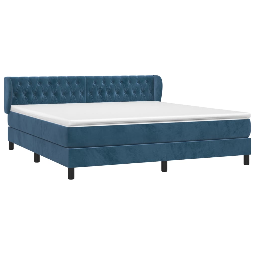Boxspring met matras fluweel donkerblauw 160x200 cm is nu te koop bij PeponiXL, paradijselijk wonen!