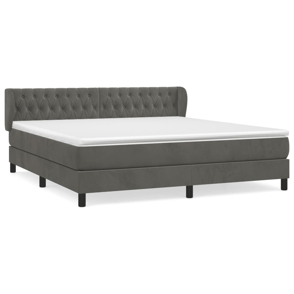 Boxspring met matras fluweel donkergrijs 180x200 cm is nu te koop bij PeponiXL, paradijselijk wonen!