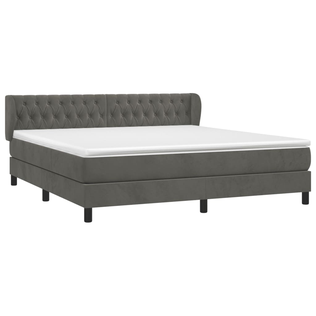 Boxspring met matras fluweel donkergrijs 180x200 cm is nu te koop bij PeponiXL, paradijselijk wonen!