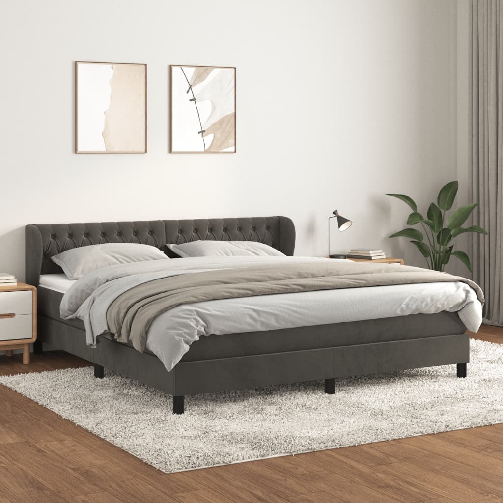 Boxspring met matras fluweel donkergrijs 180x200 cm is nu te koop bij PeponiXL, paradijselijk wonen!