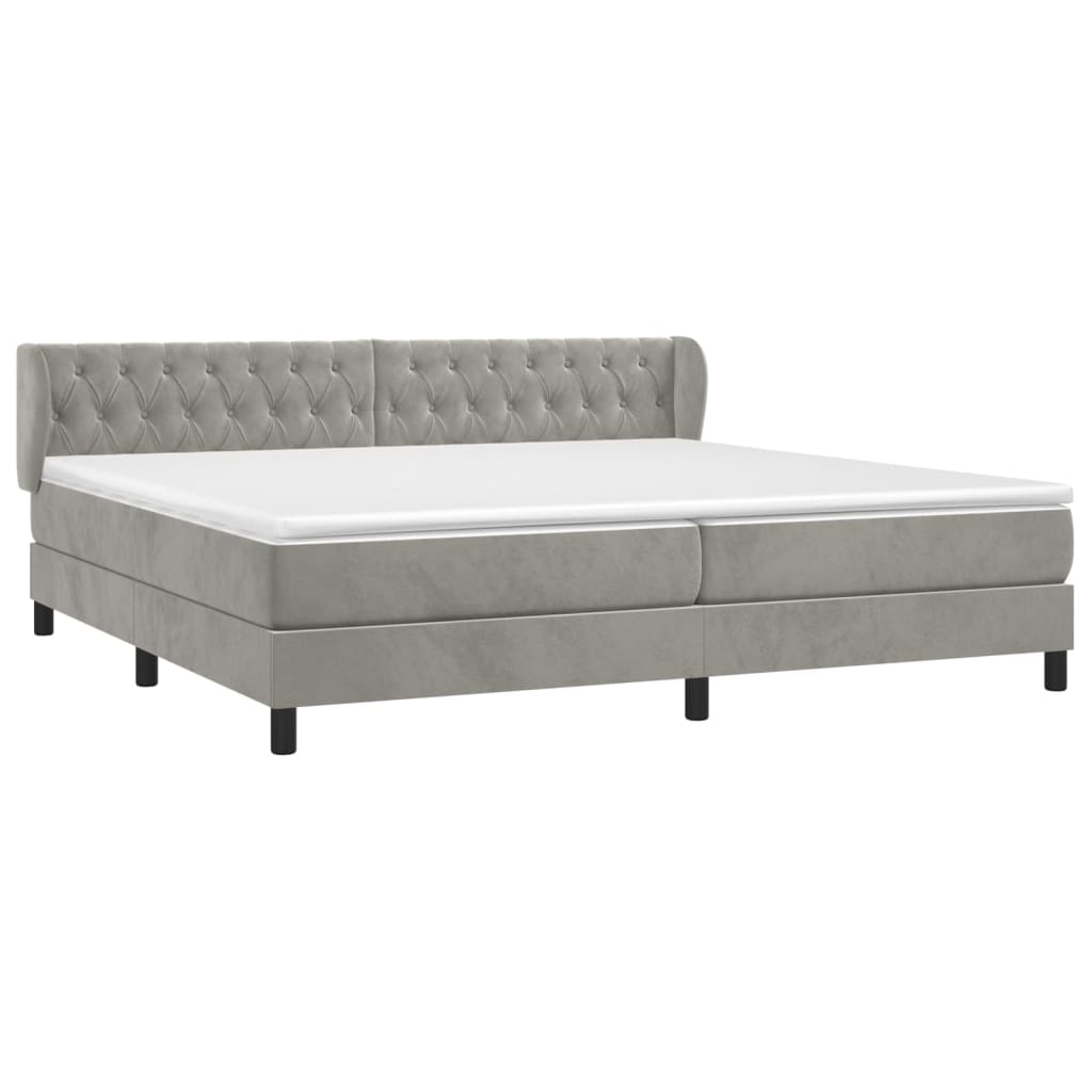 Boxspring met matras fluweel lichtgrijs 200x200 cm is nu te koop bij PeponiXL, paradijselijk wonen!