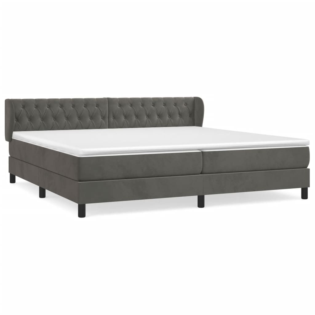 Boxspring met matras fluweel donkergrijs 200x200 cm is nu te koop bij PeponiXL, paradijselijk wonen!