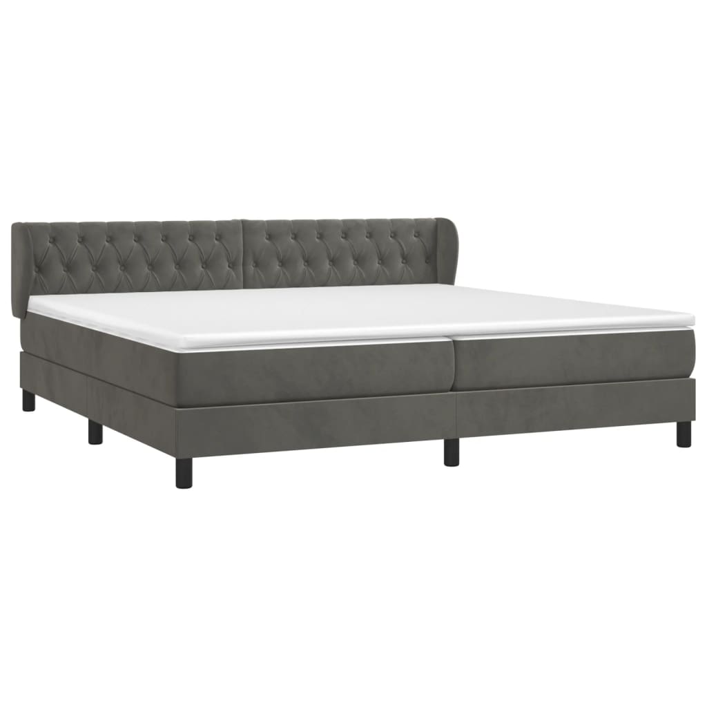 Boxspring met matras fluweel donkergrijs 200x200 cm is nu te koop bij PeponiXL, paradijselijk wonen!