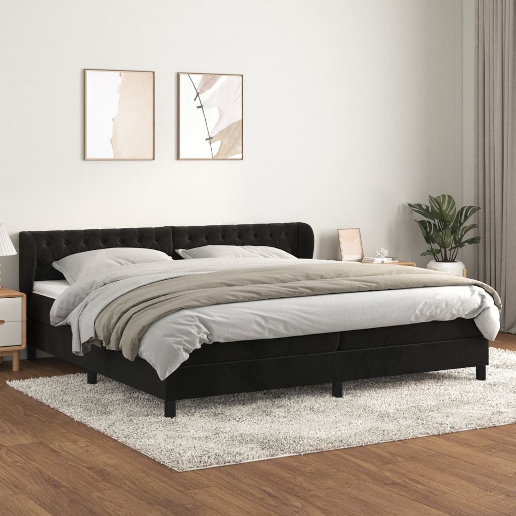 Boxspring met matras fluweel zwart 200x200 cm is nu te koop bij PeponiXL, paradijselijk wonen!