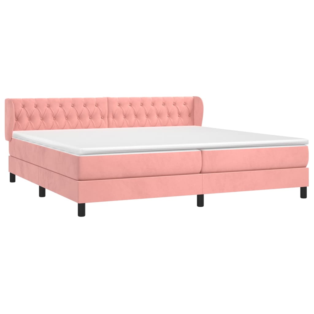 Boxspring met matras fluweel roze 200x200 cm is nu te koop bij PeponiXL, paradijselijk wonen!