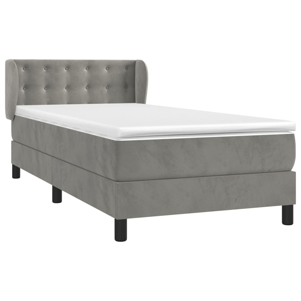 Boxspring met matras fluweel lichtgrijs 80x200 cm is nu te koop bij PeponiXL, paradijselijk wonen!