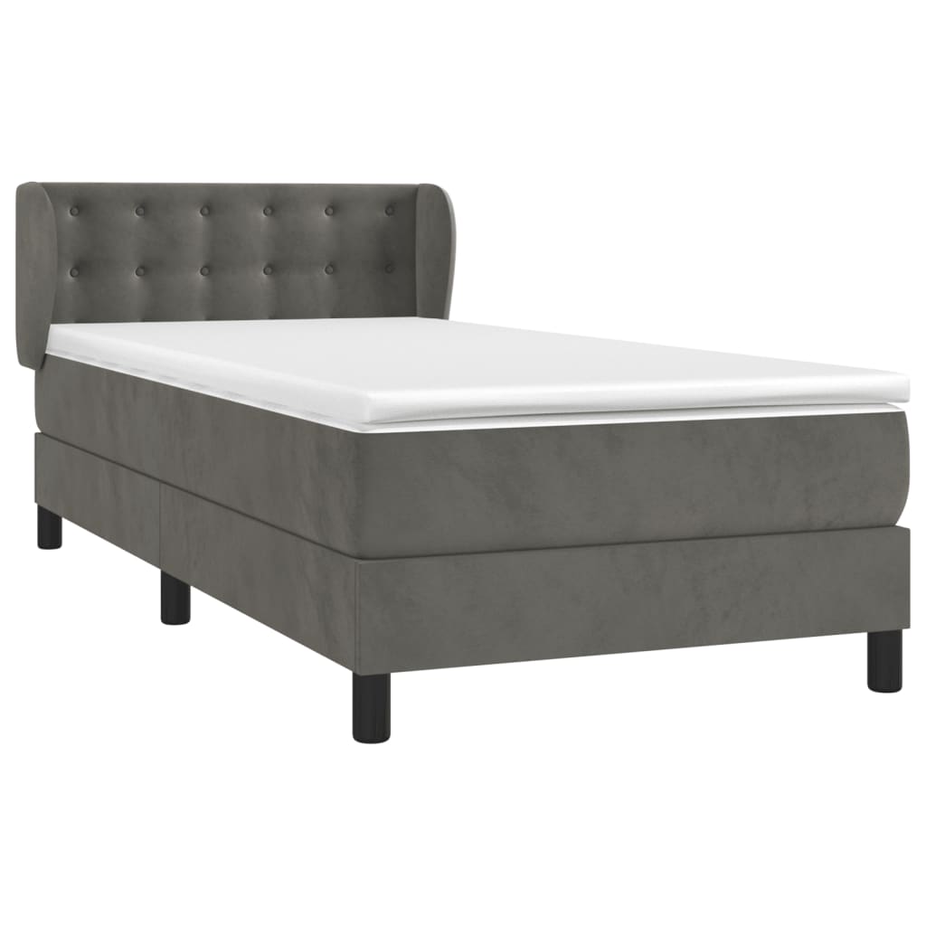 Boxspring met matras fluweel donkergrijs 80x200 cm is nu te koop bij PeponiXL, paradijselijk wonen!
