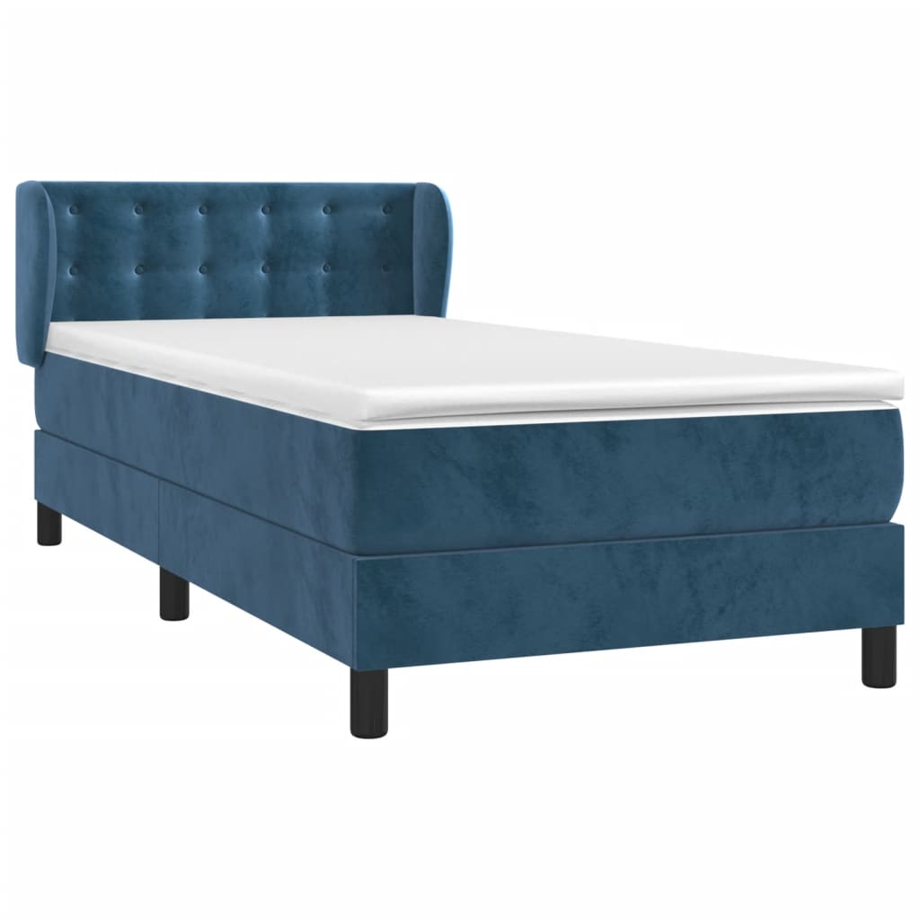 Boxspring met matras fluweel donkerblauw 80x200 cm is nu te koop bij PeponiXL, paradijselijk wonen!