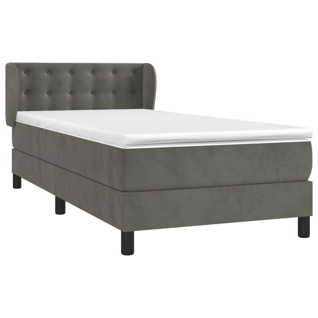 Boxspring met matras fluweel donkergrijs 90x190 cm is nu te koop bij PeponiXL, paradijselijk wonen!