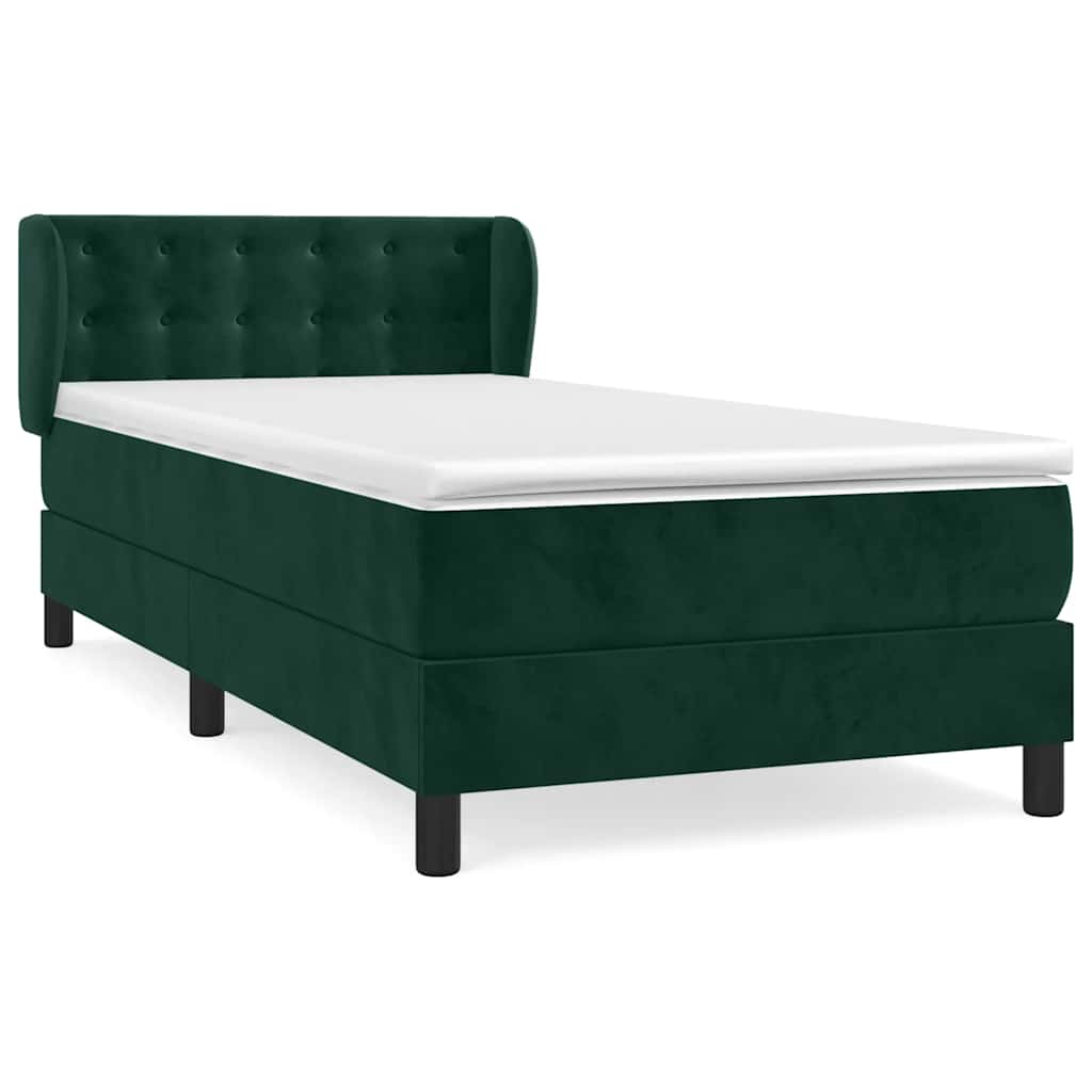 Boxspring met matras fluweel donkergroen 90x190 cm is nu te koop bij PeponiXL, paradijselijk wonen!